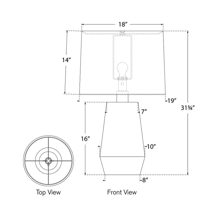 Corfu Table Lamp - line drawing.