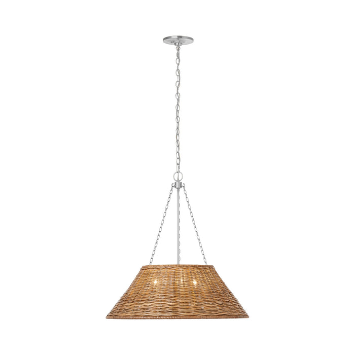 Corinne Pendant Light in Polished Nickel/Natural Wicker (24-Inch/Not Wrapped).