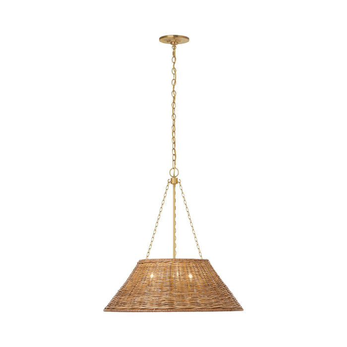 Corinne Pendant Light in Soft Brass/Natural Wicker (24-Inch/Not Wrapped).