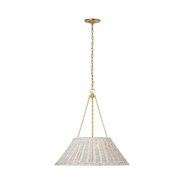 Corinne Pendant Light in Soft Brass/White Wicker (24-Inch/Not Wrapped).