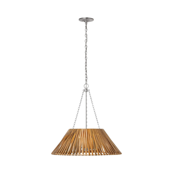 Corinne Pendant Light in Polished Nickel/Natural Wicker (24.25-Inch/Wrapped).