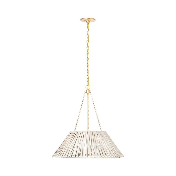 Corinne Pendant Light in Soft Brass/White Wicker (24.25-Inch/Wrapped).