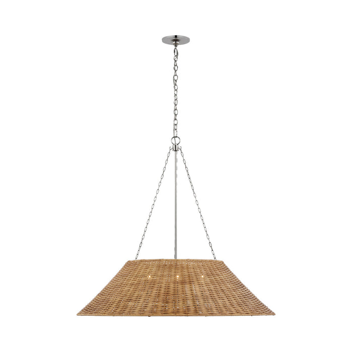 Corinne Pendant Light in Polished Nickel/Natural Wicker (36.25-Inch/Not Wrapped).