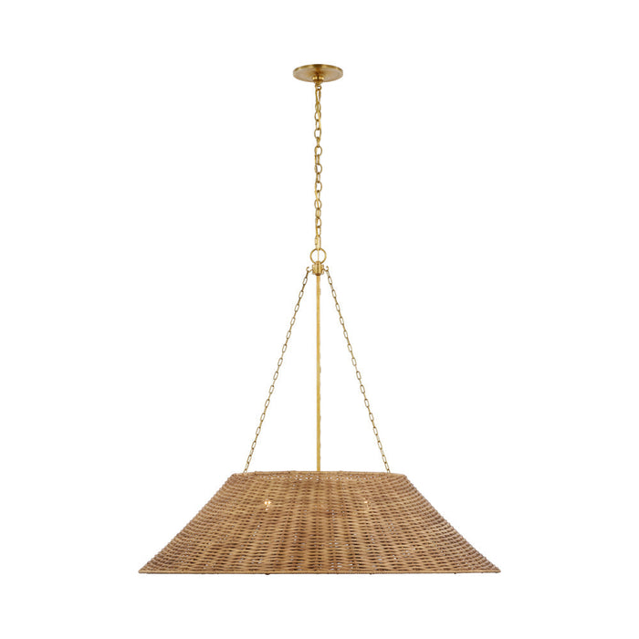 Corinne Pendant Light in Soft Brass/Natural Wicker (36.25-Inch/Not Wrapped).