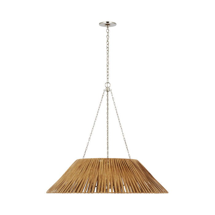 Corinne Pendant Light in Polished Nickel/Natural Wicker (36.25-Inch/Wrapped).