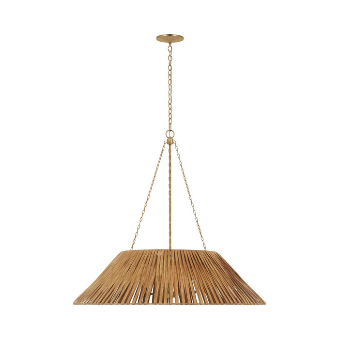 Corinne Pendant Light in Soft Brass/Natural Wicker (36.25-Inch/Wrapped).