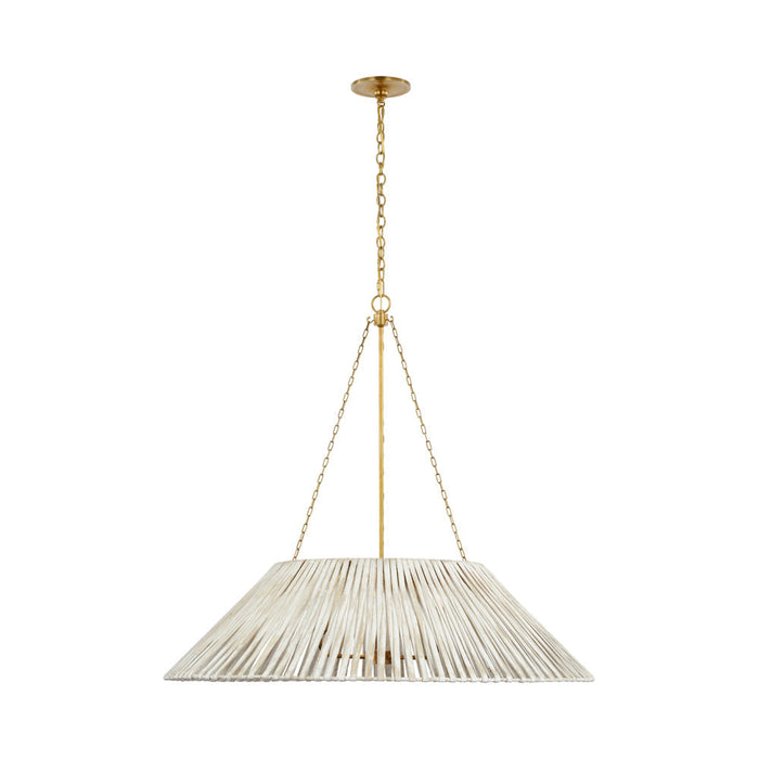 Corinne Pendant Light in Soft Brass/White Wicker (36.25-Inch/Wrapped).