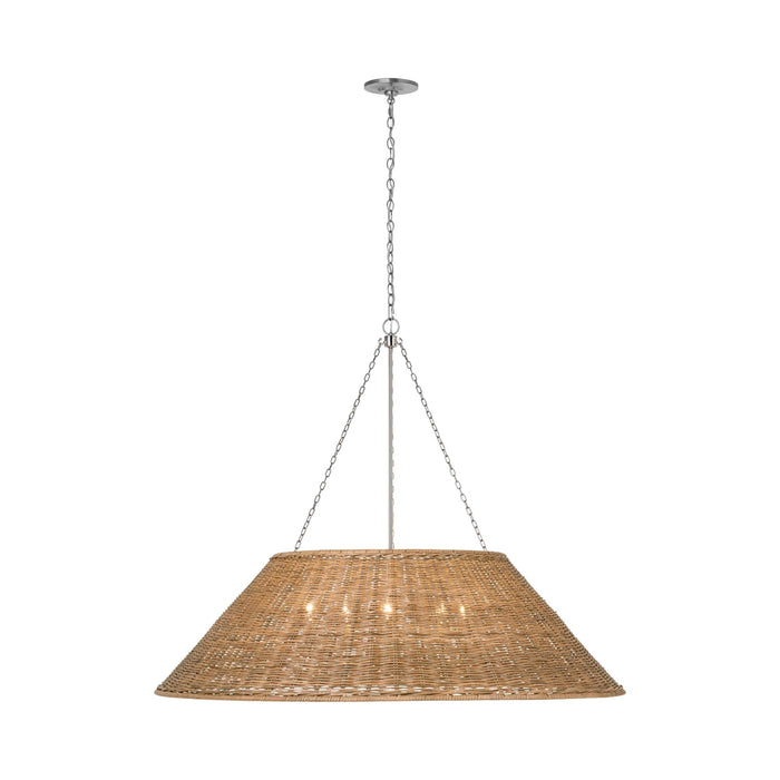 Corinne Pendant Light in Polished Nickel/Natural Wicker (44-Inch/Not Wrapped).