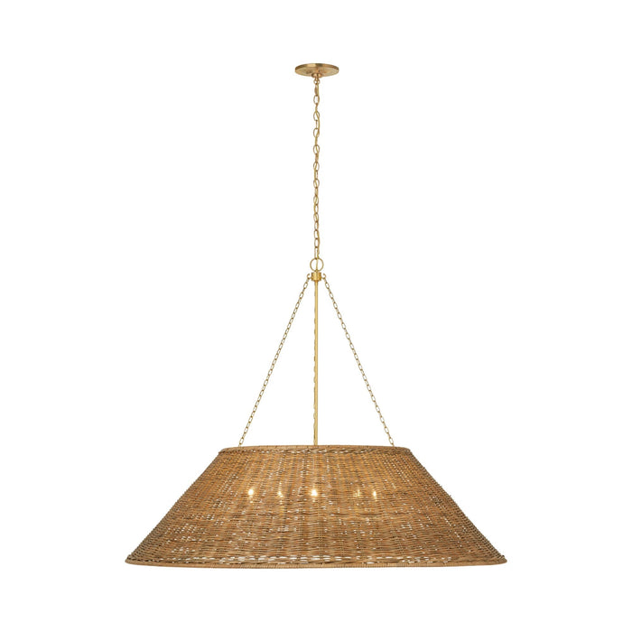 Corinne Pendant Light in Soft Brass/Natural Wicker (44-Inch/Not Wrapped).