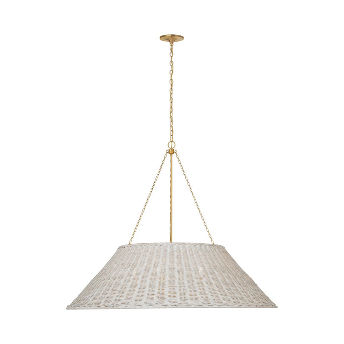 Corinne Pendant Light in Soft Brass/White Wicker (44-Inch/Not Wrapped).