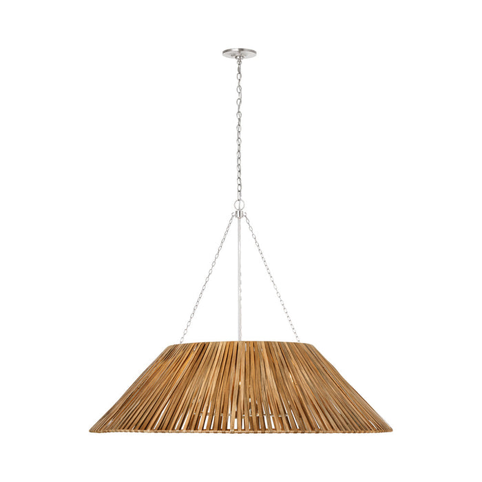 Corinne Pendant Light in Polished Nickel/Natural Wicker (44.5-Inch/Wrapped).