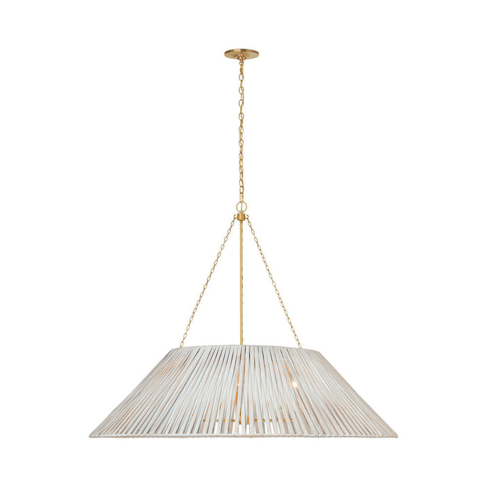 Corinne Pendant Light in Soft Brass/White Wicker (44.5-Inch/Wrapped).