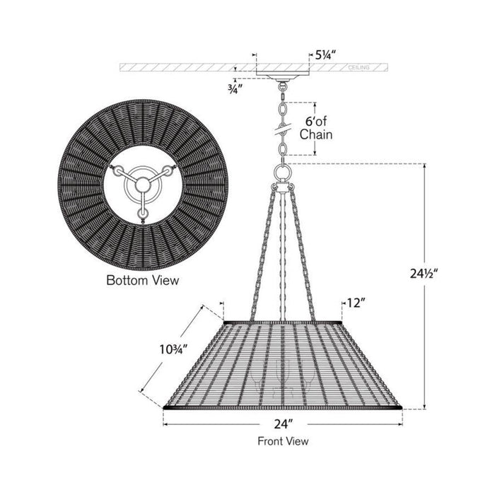 Corinne Pendant Light - line drawing.