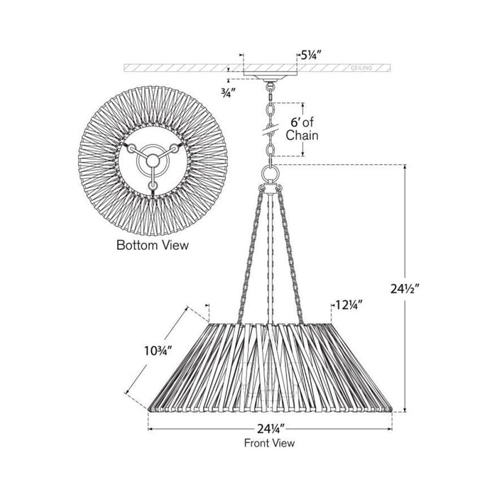 Corinne Pendant Light - line drawing.