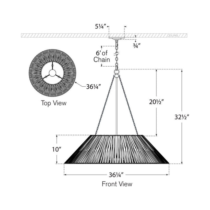 Corinne Pendant Light - line drawing.