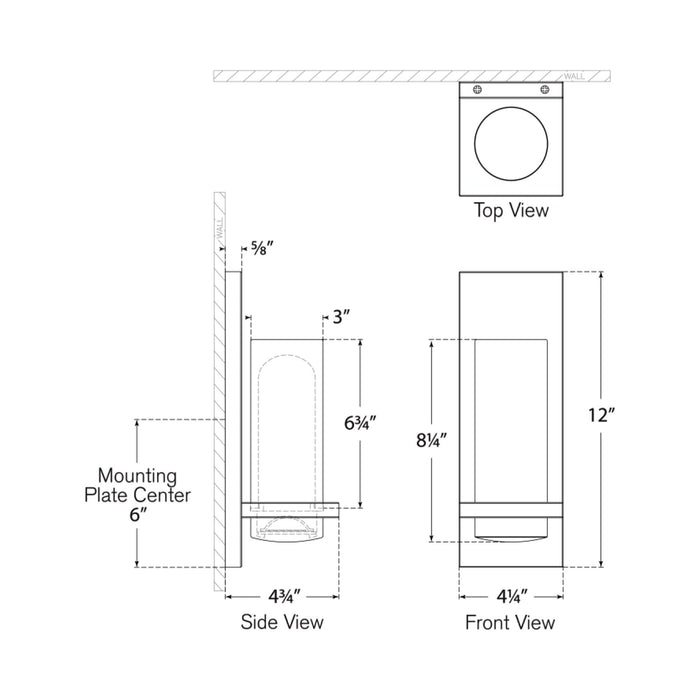 Cornado LED Bath Wall Light - line drawing.