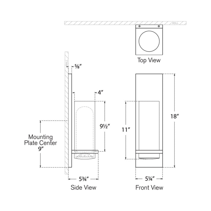 Cornado LED Bath Wall Light - line drawing.