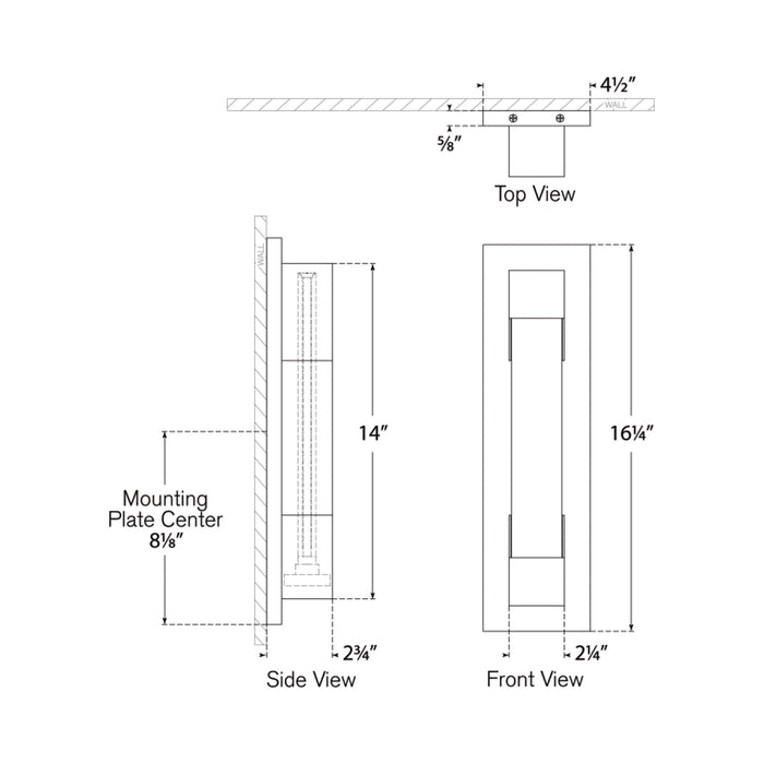 Covet LED Bracketed Bath Wall Light - line drawing.