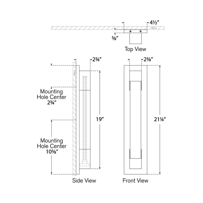 Covet LED Bracketed Bath Wall Light - line drawing.