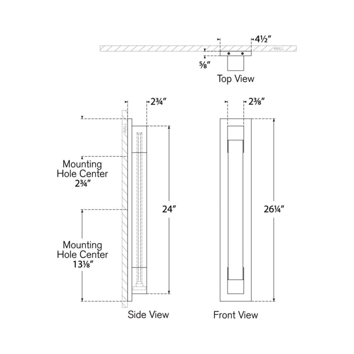 Covet LED Bracketed Bath Wall Light - line drawing.