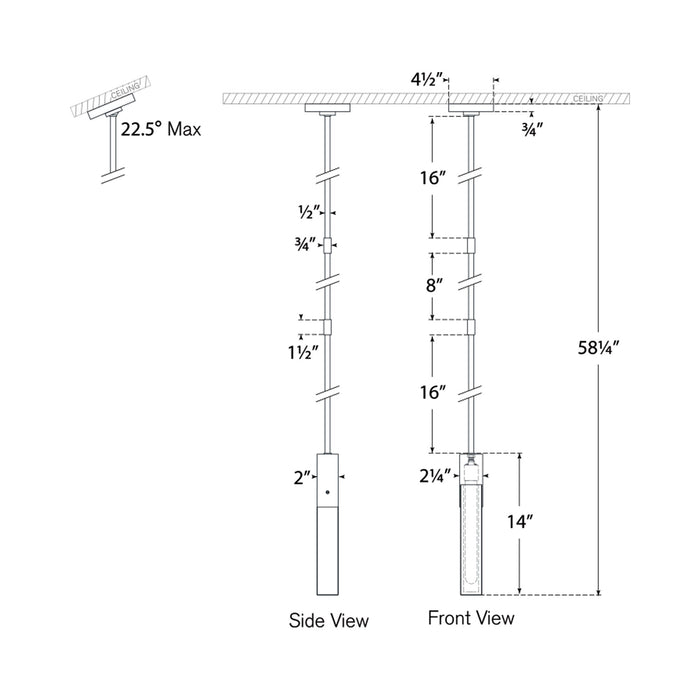 Covet Mini Pendant Light - line drawing.