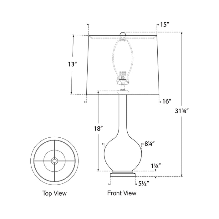 Coy Table Lamp - line drawing.