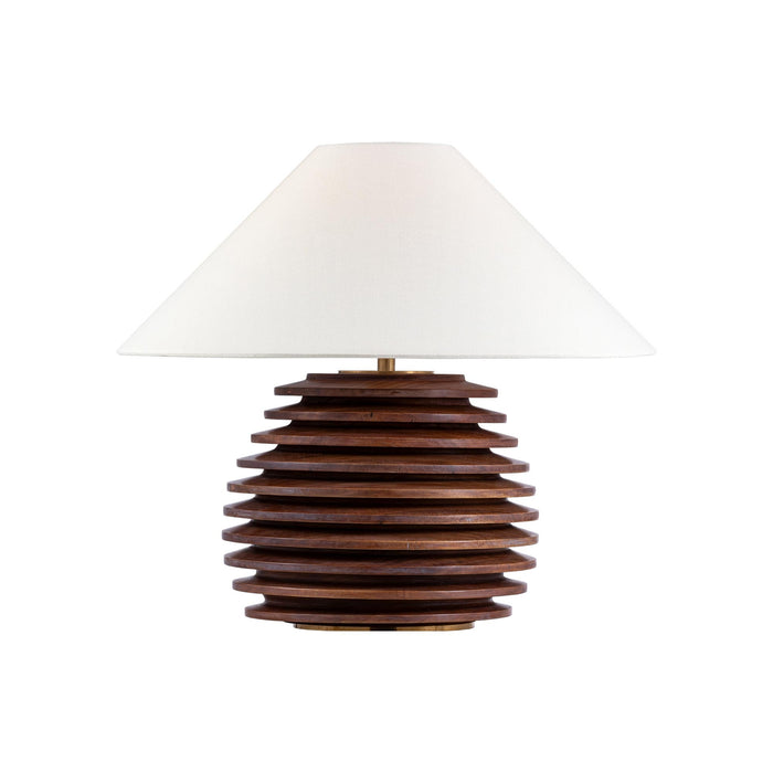 Crenelle Table Lamp in Burnished Oak (Small).