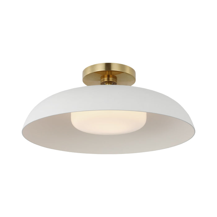 Cyrus LED Flush Mount Ceiling Light in Hand-Rubbed Antique Brass/White.