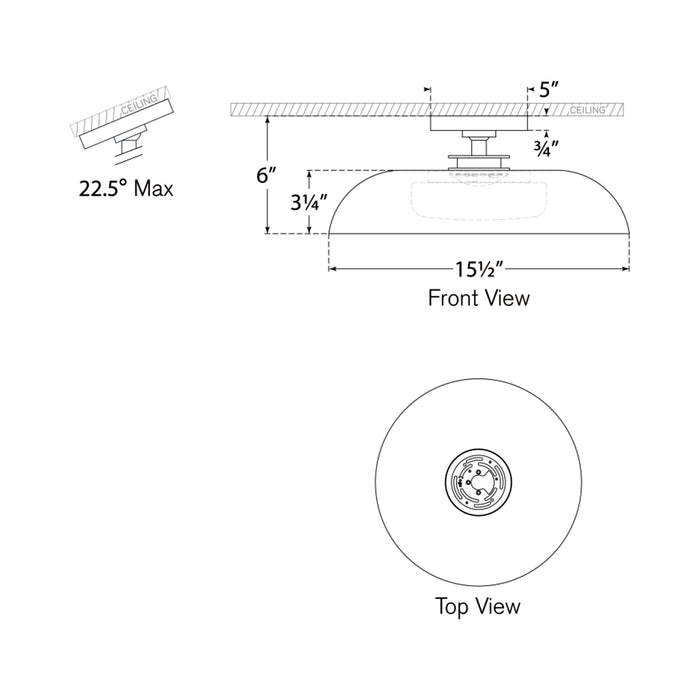 Cyrus LED Flush Mount Ceiling Light - line drawing.