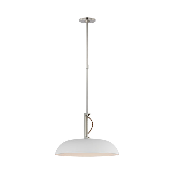 Cyrus LED Pendant Light in Polished Nickel/White.