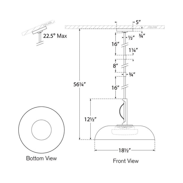 Cyrus LED Pendant Light - line drawing.