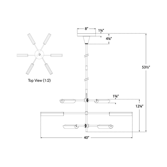 Daley LED Chandelier - line drawing.