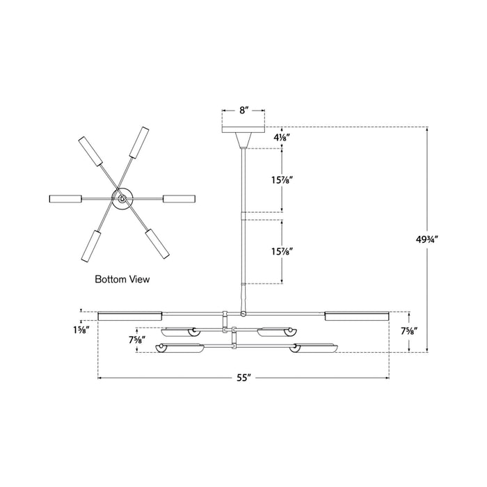 Daley LED Chandelier - line drawing.