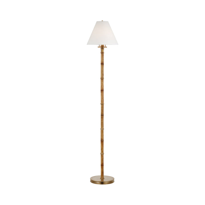 Dalfern Floor Lamp in Waxed Bamboo/Natural Brass (White Parchment).