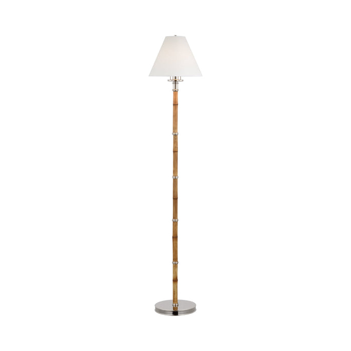 Dalfern Floor Lamp in Waxed Bamboo/Polished Nickel (White Parchment).