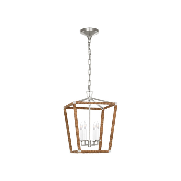 Darlana Rattan Wrapped LED Pendant Light in Polished Nickel and Natural Rattan (Small).