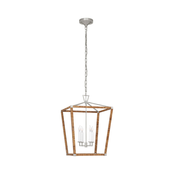 Darlana Rattan Wrapped LED Pendant Light in Polished Nickel and Natural Rattan (Medium).