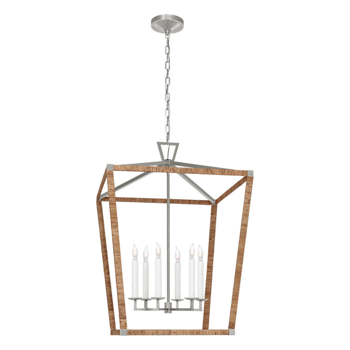 Darlana Rattan Wrapped LED Pendant Light in Polished Nickel and Natural Rattan (X-Large).