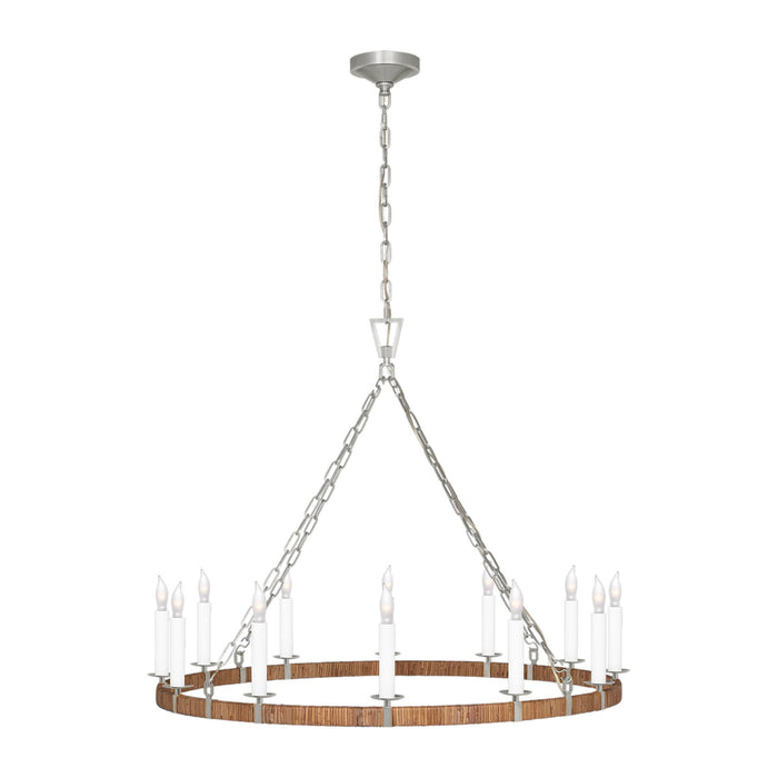 Darlana Rattan Wrapped Ringed LED  Chandelier in Polished Nickel and Natural Rattan (Large).