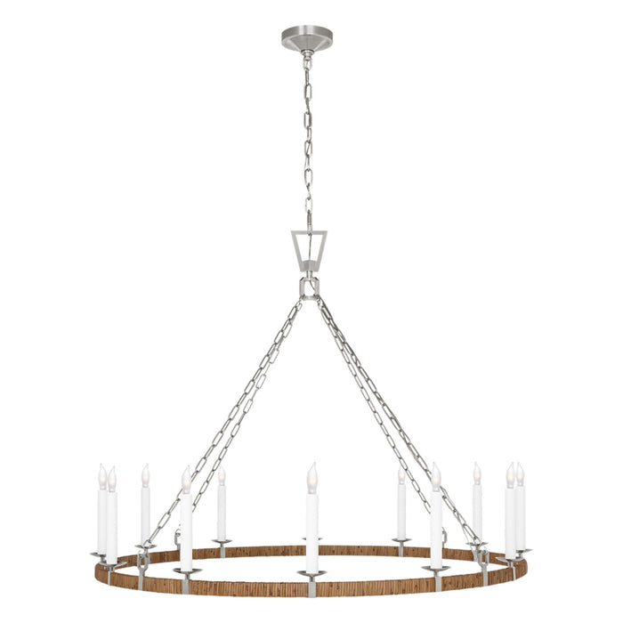 Darlana Rattan Wrapped Ringed LED  Chandelier in Polished Nickel and Natural Rattan (X-Large).