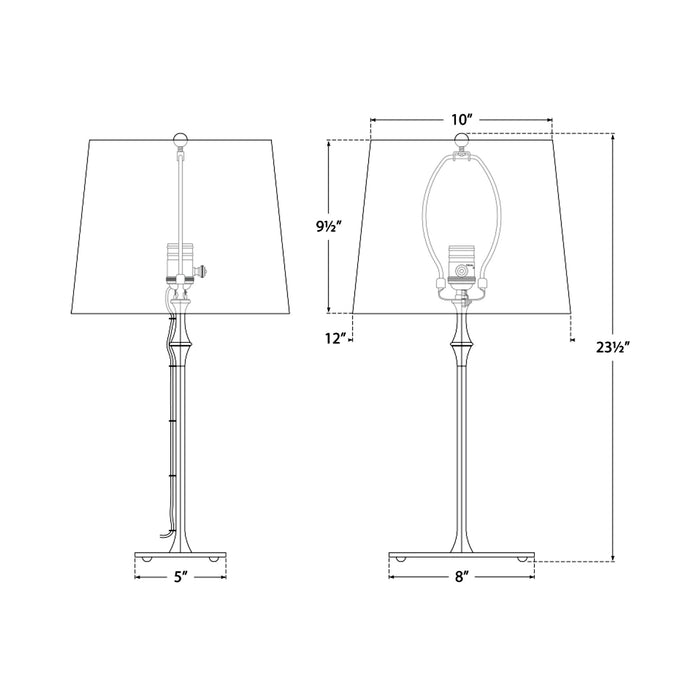 Dauphine Table Lamp - line drawing.