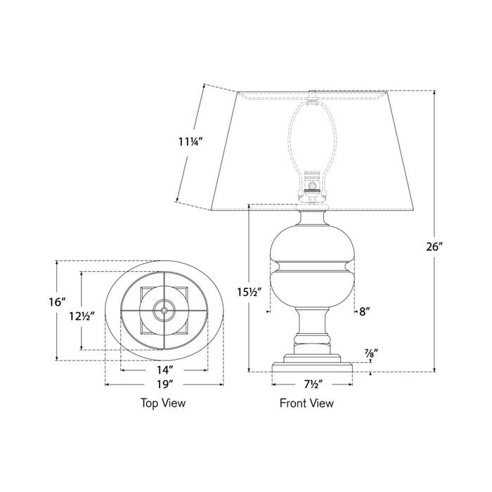 Desmond Table Lamp - line drawing.