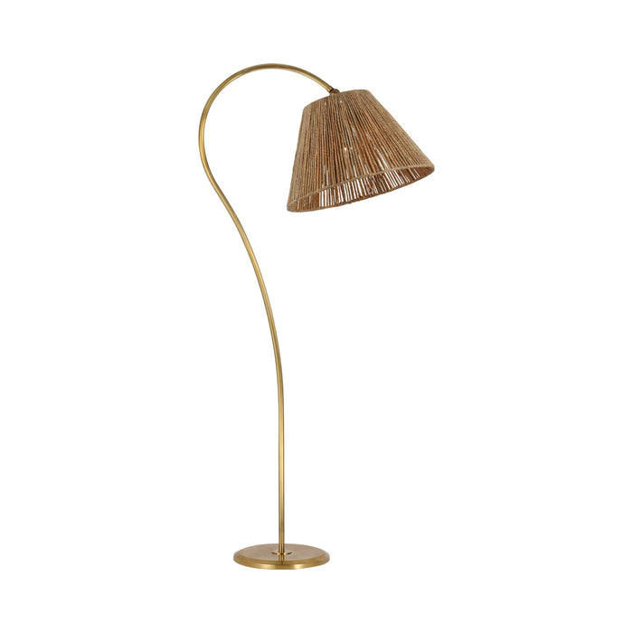 Dume Floor Lamp in Hand-Rubbed Antique Brass (Natural Abaca).