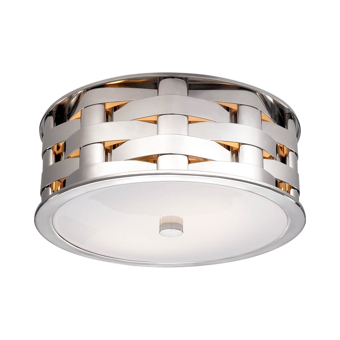 Ella Flush Mount Ceiling Light in Polished Nickel.