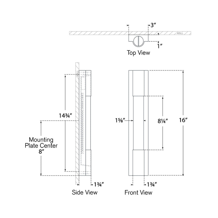 Ellington LED Bath Wall Light - line drawing.