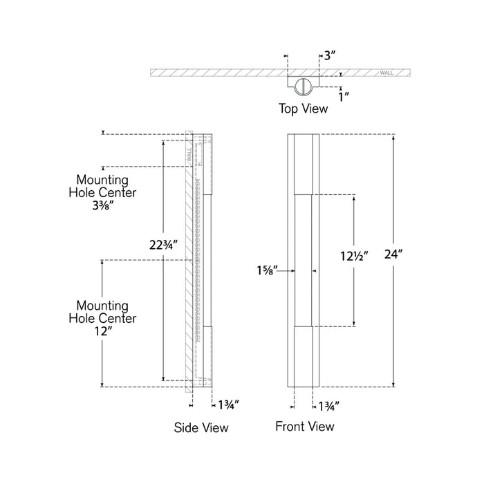 Ellington LED Bath Wall Light - line drawing.