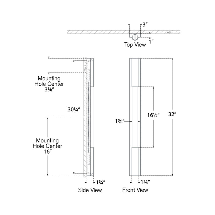 Ellington LED Bath Wall Light - line drawing.