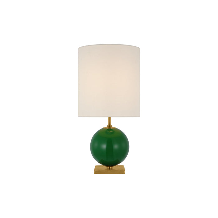 Elsie Table Lamp in Green/Cream Linen(Small).
