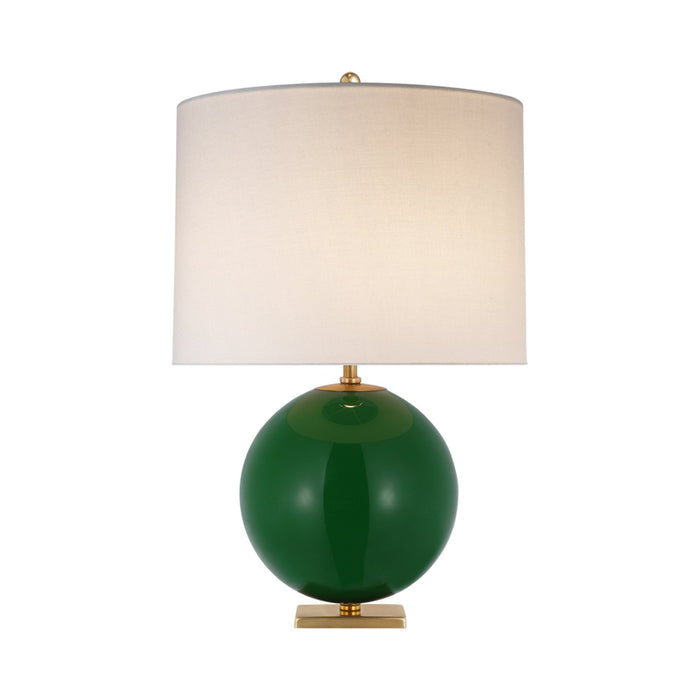Elsie Table Lamp in Green/Cream Linen(Large).