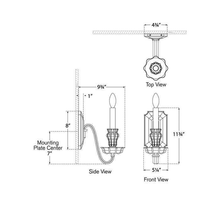 Falaise Wall Light - line drawing.